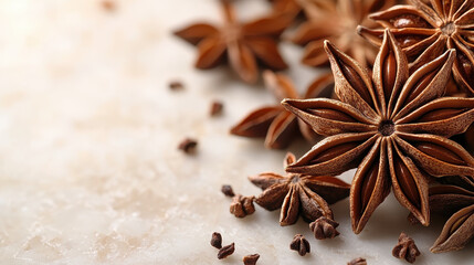 Exotic Star Anise Spices on Light Background for Culinary Use