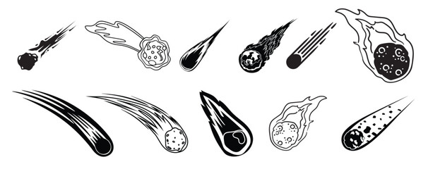 comet icon vector set asteroid illustration sign © Thho