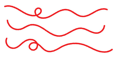 Red thread isolates on a white background. Red silk thread looped in a circle form, symbolizing vector thread of fate in tradition. Line of red yarn, long red thread