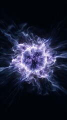 Obraz premium Cosmic Energy Burst: A mesmerizing visual of a vibrant, electric energy explosion, the image pulses with raw power. Swirling colors illuminate a dark void.