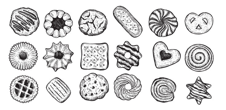 cookie set hand drawn illustration 