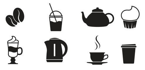 coffee icons black on a white backround