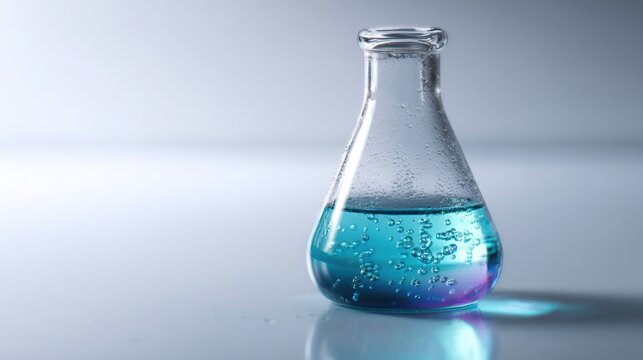 Aqueous Solution: Capturing the essence of scientific exploration, this image showcases a Erlenmeyer flask filled with a vibrant aqueous solution.