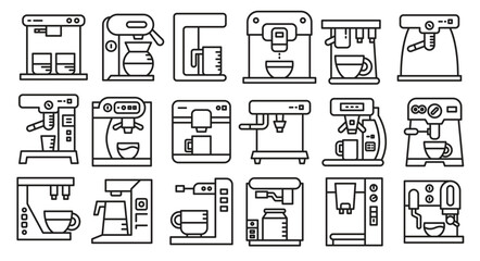 coffee machine line icons