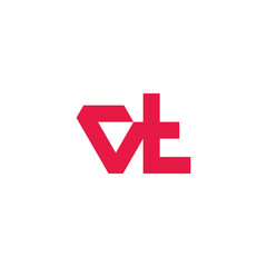letter vt simple motion movement geometric logo vector
