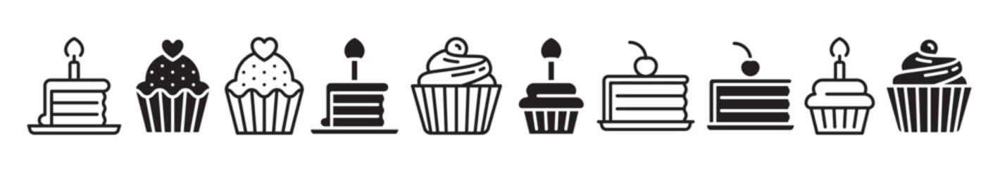 cupcake icon set simple set of cupcake icons for web design