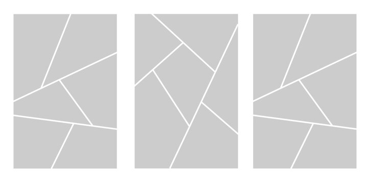 Image collage layout template. Grey mosaic mood board grid collection. Picture frame set. Photo album idea for banner, poster, comic page, flyer, brochure, booklet, memory wall design. Vector pack