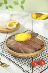 Golden Roasted Sweet Potatoes in Wicker Basket - Healthy Comfort Food Kitchen Scene