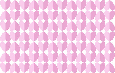 ピンクの半分折りハートのパターン背景　中サイズ　Web