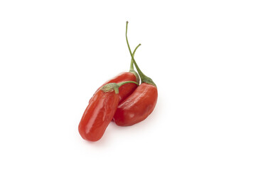 Fresh Red Goji Berries Wolfberries from Ningxia China on White Background