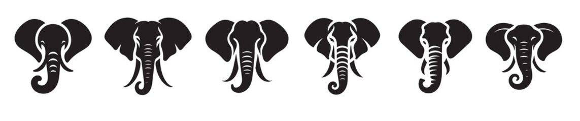 elephant head silhouette logo icon isolated on white