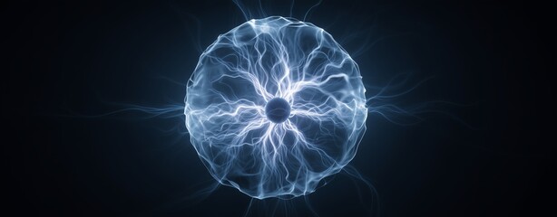 Electric Energy Sphere: An orb of raw electrical energy crackles and glows, radiating power and potential against a stark backdrop, illustrating energy in its purest form.
