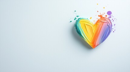 heart rainbow A colorful, painted heart with rainbow stripes, cheerful and bright, on a white background.