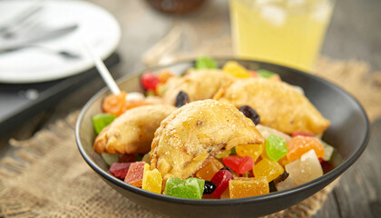 Fried Dumplings With Candied Fruits