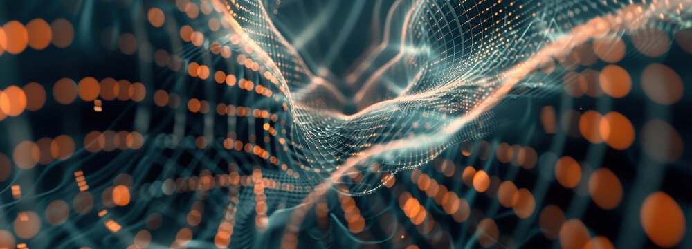 Digital Data Network: A mesmerizing display of interconnected data streams, swirling and evolving in a complex network, symbolizing the intricate fabric of the digital world.