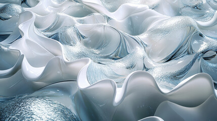 Mesmerizing Abstract Fluid Forms with Intricate Soft Waves and Depth