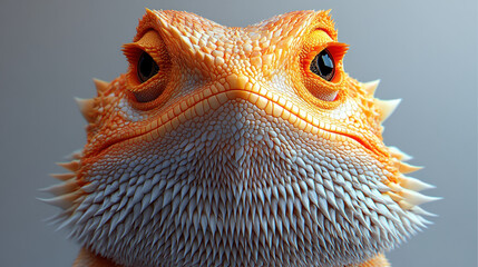 Striking Close-Up Portrait of a Vibrant Orange Bearded Dragon