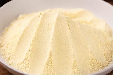 Freshly Ground Rice Flour in White Bowl - Fine Powder Texture for Gluten-Free Baking and Cooking