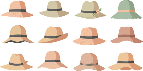 Collection of Stylish Summer Sun Hats in Various Designs and Colors
