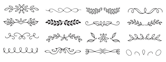 Set of decorative dividers with floral and leaf motifs © Ykvak