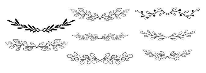 Obraz premium set of sprigs with leaves collection of different borders