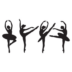 Ballet dancers silhouettes in various poses art