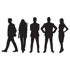 Business Team Silhouette Standing Together Unity Success