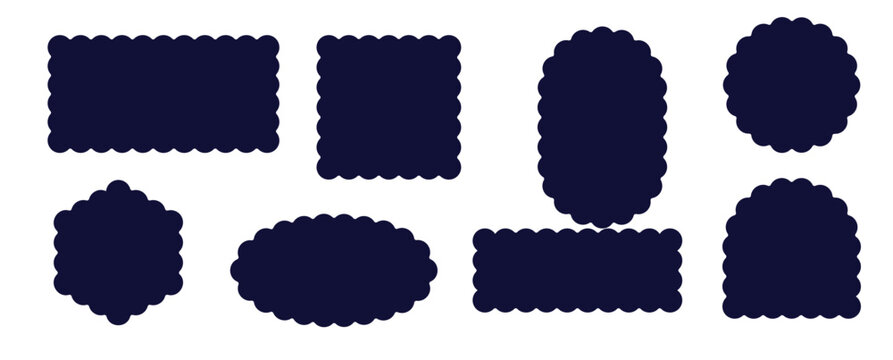 set of rectangular round oval and square scalloped frames