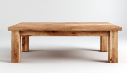 Wooden coffee table with a natural finish, showcasing a minimalist design, set against a soft gradient background, perfect for modern interior decor and stylish living spaces
