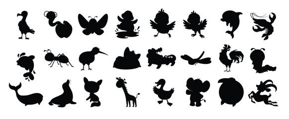 Naklejka premium set of cute cartoon animals