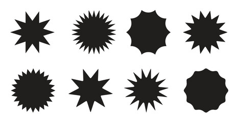  set of vector starburst sunburst badges black icons