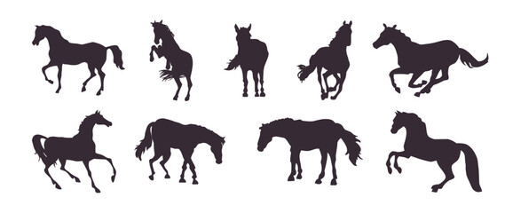 set of horse silhouettes