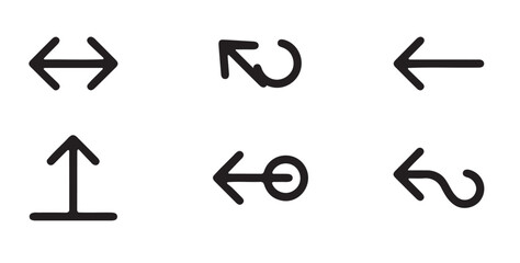 Set of Simple Black Outline Arrows and Icons
