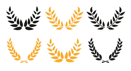 set of laurel wreath floral heraldic element vector illustration