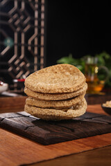 Crispy Spiced Tofu Patties Stack - Traditional Henan Vegetarian Protein Alternative on Wooden Board