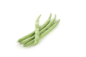 Fresh Green Bean Pods on White Background - Healthy Organic Vegetable