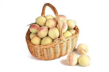 Fresh Peaches in Wicker Basket - Organic Spring Fruit Harvest Collection