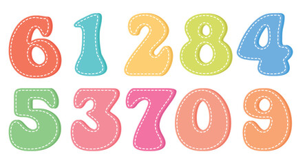  set of numbers from 0 to and mathematical symbols in retro
