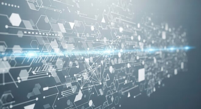 Digital Network: A luminous network of interconnected circuits and data streams creates a futuristic design of technology, representing the complex web of information and communication.