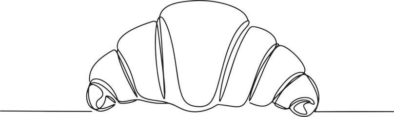 Fototapeta premium Single Line Art of a French Croissant Pastry on White Background