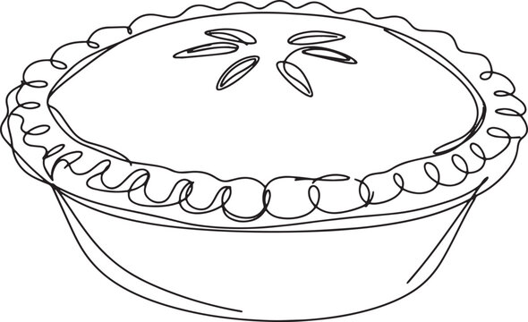 Minimalist line drawing of a savory australian meat pie on white