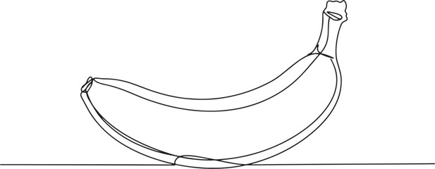 Minimalist single line drawing of a ripe banana on a solid surfa