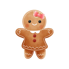 Obraz premium Watercolor cookie PNG with warm tones and transparent background, cute and perfect for food design, cards, and decoration.