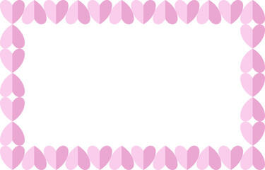 ピンクの半分折りハートのフレーム背景　Web