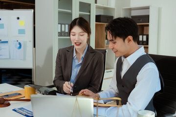 Businessman and Male lawyer or judge consult having team meeting with client, Law and Legal...