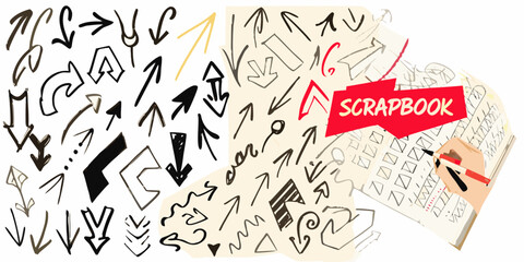 Hand drawn arrows and scrapbook illustration for creative projects