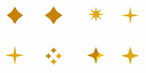 Golden starburst icons for design elements and decorative purposes