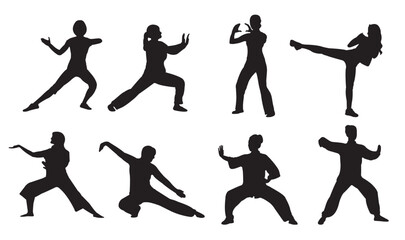 silhouette of tai chi women vector