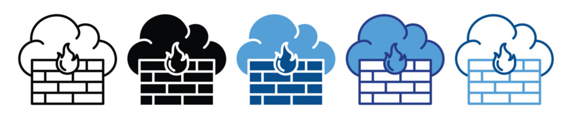 Firewall icon set multiple style collection
