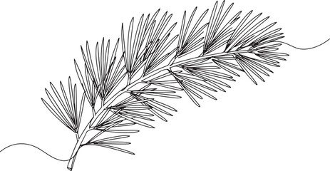 Obraz premium Elegant minimalistic cedar branch line art illustration for vers